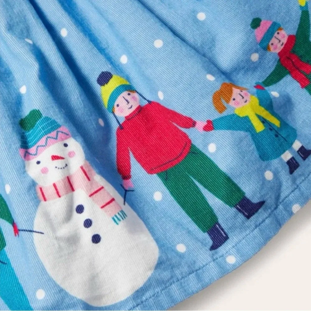 NWT Mini Boden Festive Blue Skirt with Holiday Characters